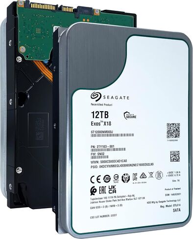 Seagate exos x18 12tb 7200 دورة في الدقيقة 512e/4kn Sata 6GB/S 256MB CACHE 3.5 بوصة HDD (ST12000NM000J) (متجدد) in Saudi Arabia