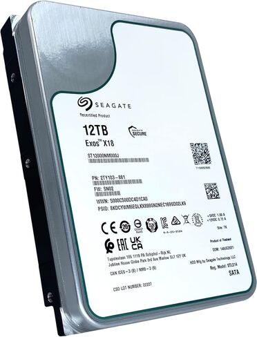 Seagate exos x18 12tb 7200 دورة في الدقيقة 512e/4kn Sata 6GB/S 256MB CACHE 3.5 بوصة HDD (ST12000NM000J) (متجدد) in Saudi Arabia