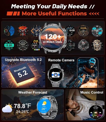 Military Smart Watch for Men, 1.85'' HD Large Screen Smartwatch, 800mAh/LED Flashlight/IP68 Waterproof/Pedometer/100+ Sports Fitness Tracker, Mens Smart Watches for Android iOS Compatible in Saudi Arabia