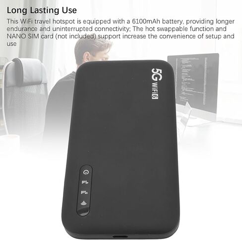 Diyeeni 5G WiFi Hotspot, 2.77Gbps High Speed Mobile Hotspot, Wireless Network Portable Router with Nano SIM Card Slot, 2.4G/5.8GHz Dual Band, Support 16 Users, IP67 in Saudi Arabia