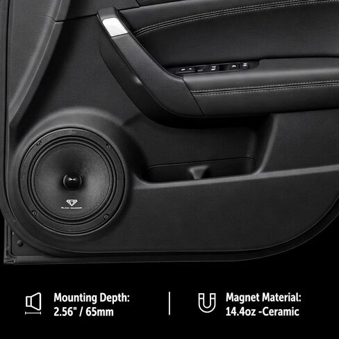 Black Diamond Dia-CM6.4B 6.5" Mid-Range Loudspeaker with Bullet - 6.5-Inch Midrange, 120 Watts Max, 60 Watts RMS, 4-Ohm, 1" Voice Coil - Replacement Mids for Car or Truck Stereo Sound System (Pair) in Saudi Arabia