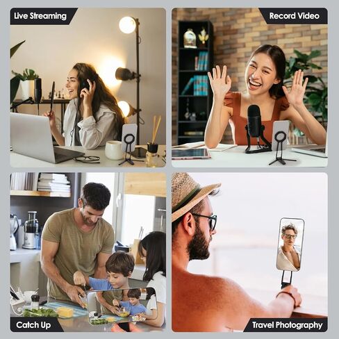Magnetic Phone Tripod Stand for iPhone 12/13/14/15/16, Foldable Portable Phone Stand for Desk, Pocket Travel Tripod, Selfie Stick Handle Grip (Silver) in Saudi Arabia