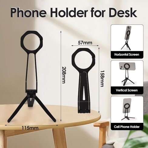 Magnetic Phone Tripod Stand for iPhone 12/13/14/15/16, Foldable Portable Phone Stand for Desk, Pocket Travel Tripod, Selfie Stick Handle Grip (Silver) in Saudi Arabia