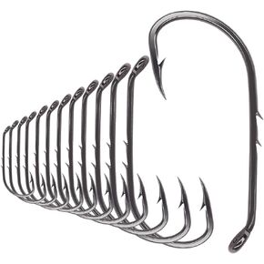 Baitholder Fishing Hooks 100 Pack-مزدوج مزدوج ساق طويل لـ Bluegill Bass Trout Walleye Black/Red ، 8/0-#8 in Kuwait