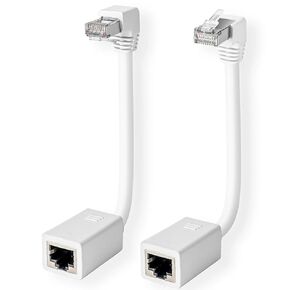 90 Degree Cat 6 Ethernet Extension Cable 2 Pack，Right Angles (UP & Down) Short Cat6 Male to RJ45 Female Network LAN Patch Cord FTP Shielded Extender Adapter Connector, Supports CAT5E/CAT5-1 Feet White in Kuwait