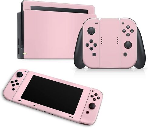 ZOOMHITSKINS Compatible with Switch Skin Cover Solid Color Pastel Pink Cute 3M Vinyl Decal Sticker Wrap, Made in The USA in Saudi Arabia