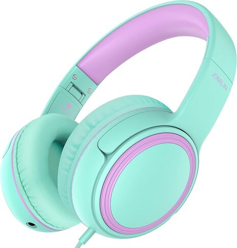 JOMILIN A10 Kids Headphones With Microphone, Lightweight Folding Stereo Bass With 1.5M No-Tangle Cord, Portable Wired for Smartphone Tablet Computer MP3/4 (Black) in Kuwait