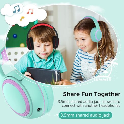 JOMILIN A10 Kids Headphones with Microphone, Folding Portable Wired Headphones with 1.5M No-Tangle Cord for Smartphone Tablet Computer MP3/4 (Green) in Kuwait