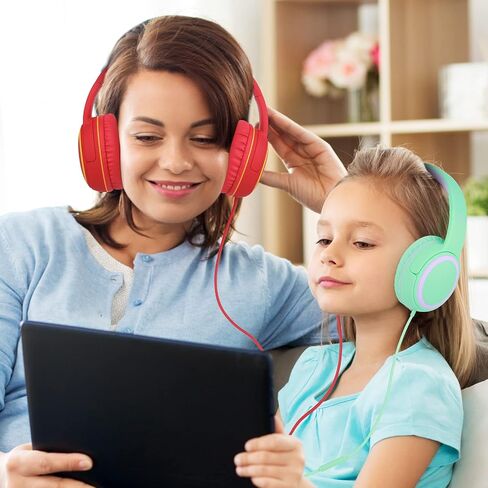 JOMILIN A10 Kids Headphones with Microphone, Folding Portable Wired Headphones with 1.5M No-Tangle Cord for Smartphone Tablet Computer MP3/4 (Green) in Kuwait