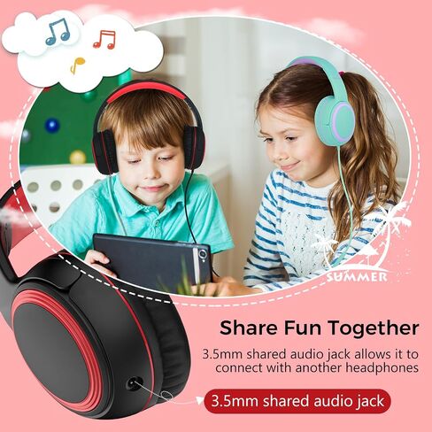 JOMILIN A10 Kids Headphones With Microphone, Lightweight Folding Stereo Bass With 1.5M No-Tangle Cord, Portable Wired for Smartphone Tablet Computer MP3/4 (Black) in Kuwait
