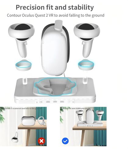Charging Dock for Oculus Quest 2 VR Accessories Fast Charging Station for Meta Quest 2 VR Headset, with 2 Rechargeable Batteries and Cable&3 USB/Adjustable RGB in Saudi Arabia