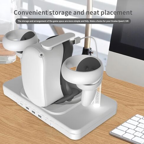 Charging Dock for Oculus Quest 2 VR Accessories Fast Charging Station for Meta Quest 2 VR Headset, with 2 Rechargeable Batteries and Cable&3 USB/Adjustable RGB in Saudi Arabia