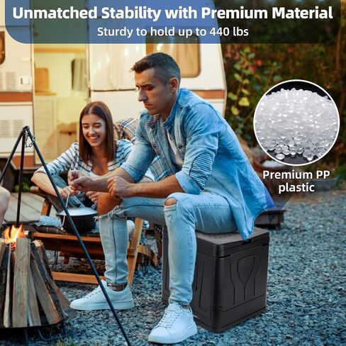 Camping Toilet, Camping Toilets Portable with Lid for Adults and Kids, Collapsible Camp Toilet with Paper Holder, Portable Toilet for Camping, Hiking, Outdoor, Car, Truck, RV, Emergency Use (Black) in Saudi Arabia