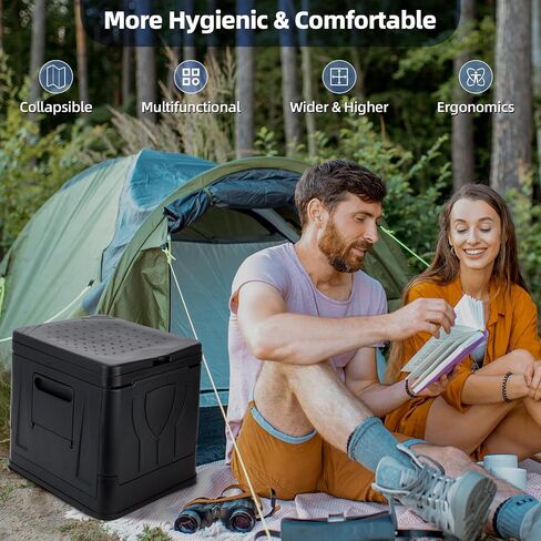 Camping Toilet, Camping Toilets Portable with Lid for Adults and Kids, Collapsible Camp Toilet with Paper Holder, Portable Toilet for Camping, Hiking, Outdoor, Car, Truck, RV, Emergency Use (Black) in Saudi Arabia