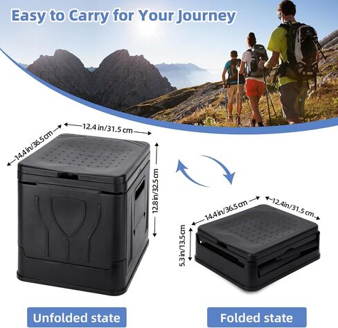 Camping Toilet, Camping Toilets Portable with Lid for Adults and Kids, Collapsible Camp Toilet with Paper Holder, Portable Toilet for Camping, Hiking, Outdoor, Car, Truck, RV, Emergency Use (Black) in Saudi Arabia