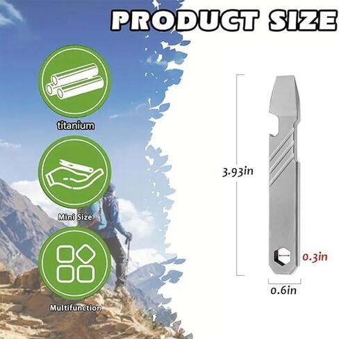 Titanium EDC Pry Bar Tool - 4 "Pocket Prybar مع فتاحة الزجاجة ، مفك البراغي Flathead ، فتحة مربع وكتابة - أداة متعددة المدمجة للحمل اليومي in Saudi Arabia