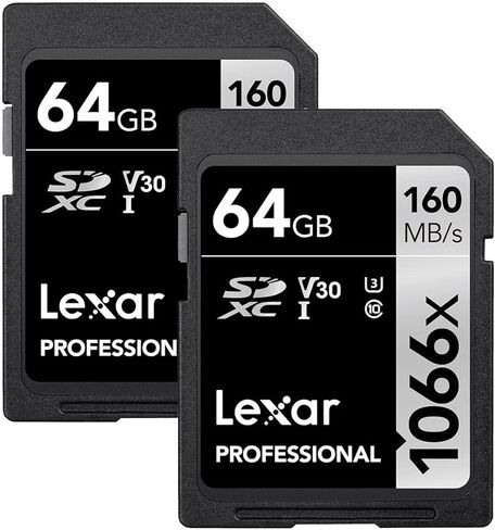 Lexar Silver Series Professional 1066x 64GB SDXC UHS-I Memory Card, 160MB/s Read, 70MB/s Write, 2-Pack in Saudi Arabia