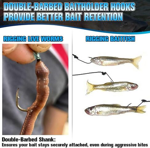 Baitholder Fishing Hooks 100 Pack-مزدوج مزدوج ساق طويل لـ Bluegill Bass Trout Walleye Black/Red ، 8/0-#8 in Saudi Arabia