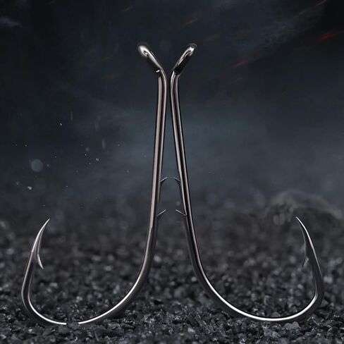 Baitholder Fishing Hooks 100 Pack-مزدوج مزدوج ساق طويل لـ Bluegill Bass Trout Walleye Black/Red ، 8/0-#8 in Saudi Arabia