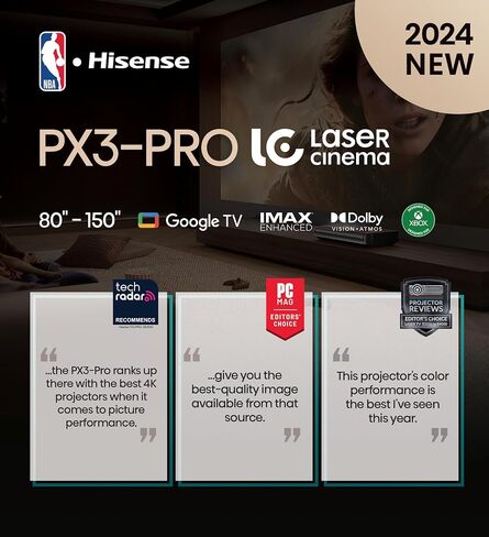 Hisense PX3-PRO Triple Laser Ultra Throw Throw Cinema Projector ، 80 "إلى 150" حجم Imgae ، 4K UHD ، التباين العالي ، HDR10+، 3000 Ansi Lumens ، (متجدد) in Saudi Arabia