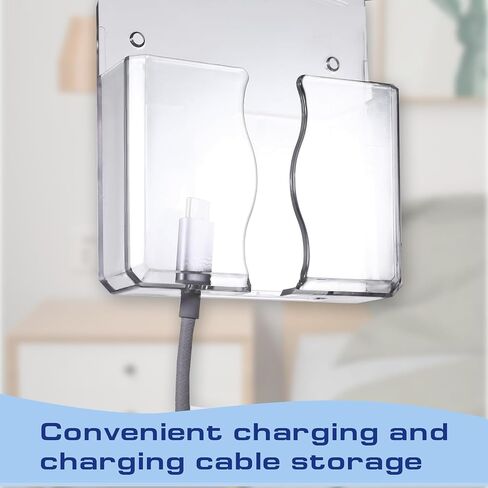 2Pcs Phone Holder Wall Mounted, Universal Compatible Smartphone Stand, Transparent Acrylic, Self Adhesive or Nail Mount, Space Saving, Hands-Free Viewing, Reduces Radiation Exposure in Saudi Arabia