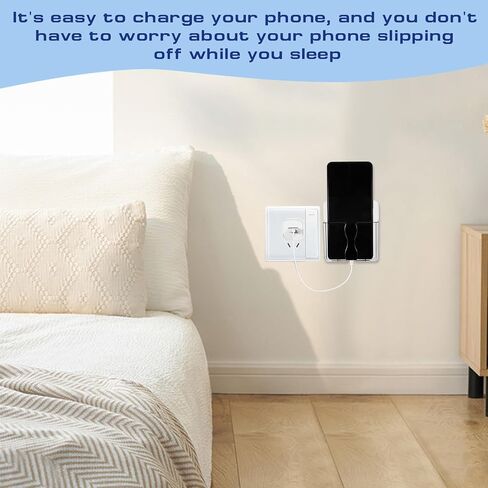 2Pcs Phone Holder Wall Mounted, Universal Compatible Smartphone Stand, Transparent Acrylic, Self Adhesive or Nail Mount, Space Saving, Hands-Free Viewing, Reduces Radiation Exposure in Saudi Arabia
