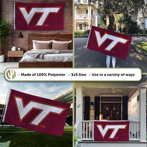 Desert Cactus Virginia Tech Flag Hokies VT Flags Banners 100% Polyester Indoor Outdoor 3x5 (Style Z) in Saudi Arabia