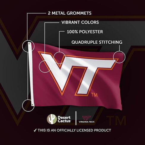 Desert Cactus Virginia Tech Flag Hokies VT Flags Banners 100% Polyester Indoor Outdoor 3x5 (Style Z) in Saudi Arabia