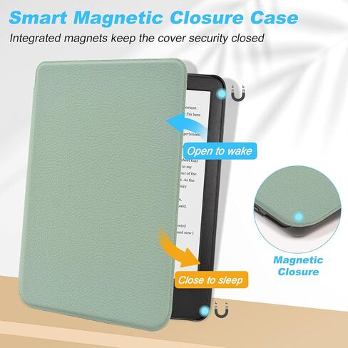 Case for Kindle 6"(11th Generation, 2024/2022 Release),Premium PU Leather, Ultra Thin and Lightweight Smart Protective Durable Cover with Auto Sleep Wake Function, Agave Green in Saudi Arabia