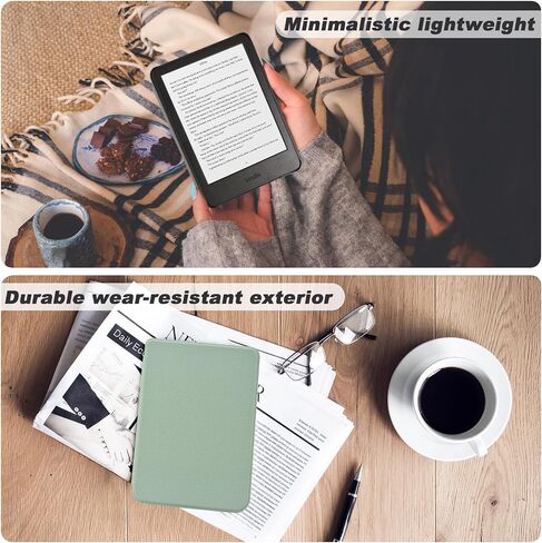 Case for Kindle 6"(11th Generation, 2024/2022 Release),Premium PU Leather, Ultra Thin and Lightweight Smart Protective Durable Cover with Auto Sleep Wake Function, Agave Green in Saudi Arabia