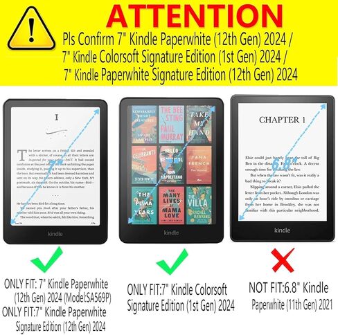 حافظة واقٍ لجهاز Kindle Paperwhite مقاس 7 بوصات الجيل الثاني عشر 2024 / إصدار Kindle Colorsoft Signature Edition، جلد PU الفاخر، غطاء خفيف الوزن مقاوم للماء مع وظيفة الاستيقاظ التلقائي للنوم، وردي in Saudi Arabia