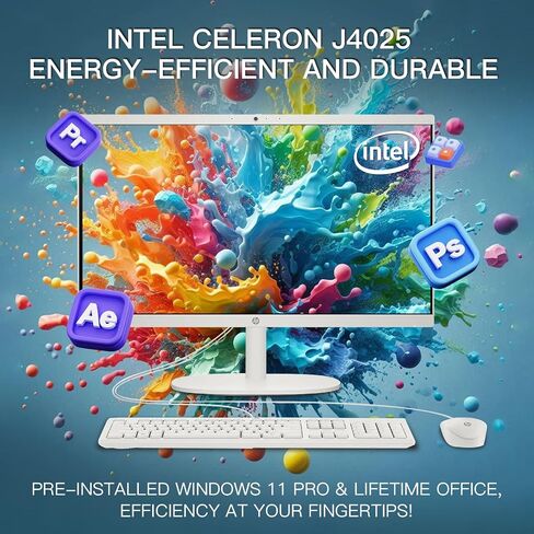 HP All-in-One Desktop Computer-Win 11 Pro • 21.5 "FHD Display Anti-Glare Display • Intel Celeron J4025 CPU • للاستخدام اليومي • ذاكرة الوصول العشوائي 16GB 1TB SSD • ث/الإكسسوارات (متجددة) in Saudi Arabia
