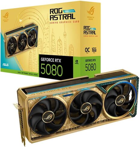Asus nvidia Geforce RTX 5080 ROG ASTRAL DHAHAB CORE Overclocked Triple Fan 16GB GDDR7 PCIE 5.0 Card in Saudi Arabia