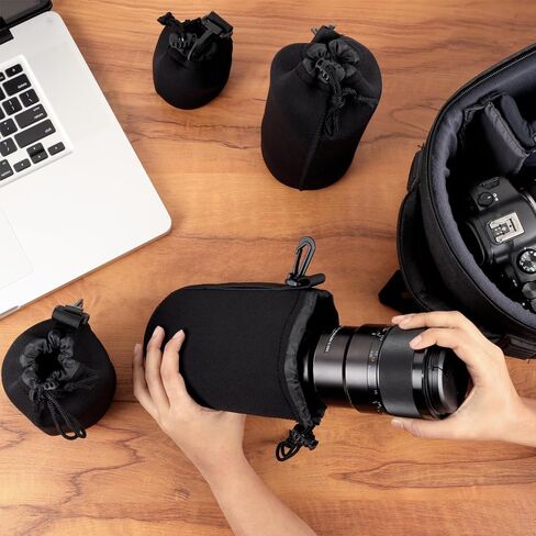 غطاء دفاعي مقاوم للعدسة العالمية للعدسة - علبة سيليكونية دائمة للخلط لـ DSLR/SLR/Mirrorless ، الحجم L. in Saudi Arabia