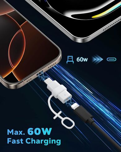 60W USB C إلى محول صوت سماعة الرأس Lightning لـ iPhone 16 15 Plus Pro Max - دعم PD Fast Charging Data Lightning إلى محول USB C لسماعات الأذن ، وليس لميكروفون OTG/Lavalier in Saudi Arabia