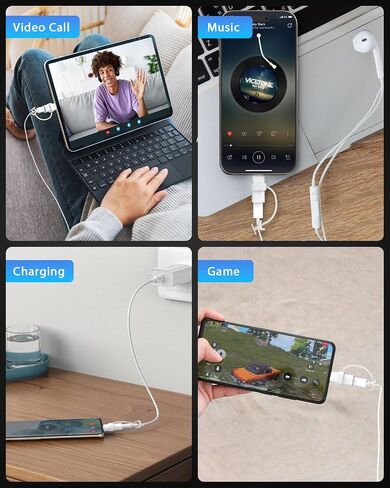 60W USB C إلى محول صوت سماعة الرأس Lightning لـ iPhone 16 15 Plus Pro Max - دعم PD Fast Charging Data Lightning إلى محول USB C لسماعات الأذن ، وليس لميكروفون OTG/Lavalier in Saudi Arabia