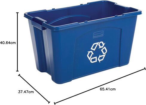 ربر ميد - سلة مهملات تجارية قابلة للتكديس ، 18 جالون - أزرق (FG571873BLUE) in Kuwait