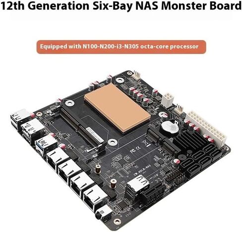6 Bay N100 CPU NAS Motherboard, 4 x i226V 2.5GbE LAN Mini ITX Mainboard, Barebone, 1 xDDR5, 2 xM.2 NVMe SSD Slot, 6 xSATA3.0 NAS Server (N150 4L, 32GB RAM 1TB SSD) in Saudi Arabia