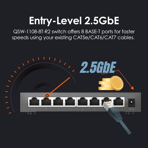 QNAP 8-port 2.5gbe مفتاح غير مُدارة (QSW-1108-8T-R2-US) in Saudi Arabia