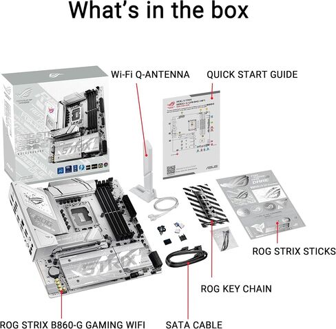 ASUS ROG Strix B860-G Gaming WiFi mATX motherboard, Advanced AI PC Ready, 14+1+2+1 power stages, DDR5 slots, PCIe 5.0, four M.2 slots, WiFi 7, AI Networking II, Aura Sync RGB lighting. in Saudi Arabia