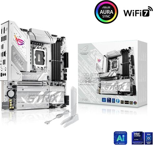ASUS ROG Strix B860-G Gaming WiFi mATX motherboard, Advanced AI PC Ready, 14+1+2+1 power stages, DDR5 slots, PCIe 5.0, four M.2 slots, WiFi 7, AI Networking II, Aura Sync RGB lighting. in Saudi Arabia