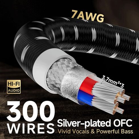 كبل طاقة الصوت Todn HIFI لـ Audiophile مع 7 AWG O-C CORES ، و 24K مطلي بالذهب 3 قابس سلك الطاقة/IEC C15 ، φ17.5mm ، 3ft/1M in Kuwait