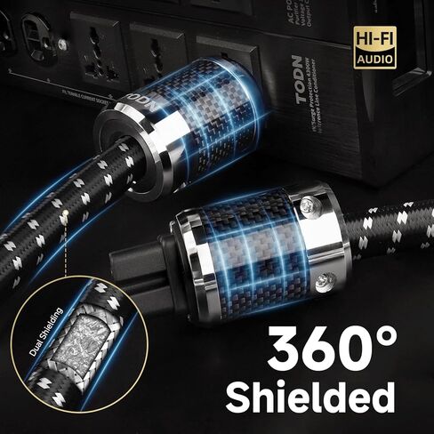 كبل طاقة الصوت Todn HIFI لـ Audiophile مع 7 AWG O-C CORES ، و 24K مطلي بالذهب 3 قابس سلك الطاقة/IEC C15 ، φ17.5mm ، 3ft/1M in Kuwait