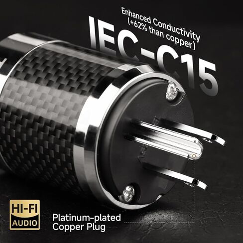 كبل طاقة الصوت Todn HIFI لـ Audiophile مع 7 AWG O-C CORES ، و 24K مطلي بالذهب 3 قابس سلك الطاقة/IEC C15 ، φ17.5mm ، 3ft/1M in Kuwait