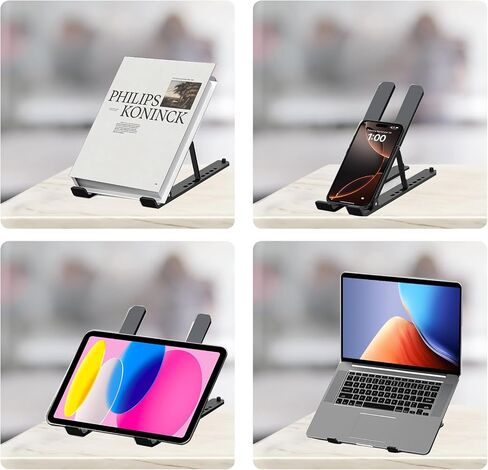 10-Levels Angles Adjustable Laptop Stand for Desk, Foldable Riser, Portable Holder Mount, Ventilated Cooling Computer Notebook Stand (Black) in Saudi Arabia