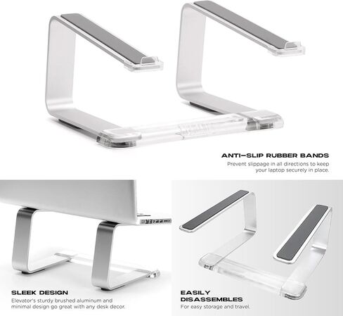 Griffin Elevator Baptop Stand - Riser Computer Riser & Laptop Mount مصنوع من الألومنيوم المصقول القوي - يدعم مساحة العمل ورفع مساحة العمل مع الحد الأدنى من التصميم ، Classic Clear (2.5 أوقية) in Saudi Arabia
