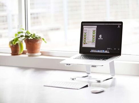 Griffin Elevator Baptop Stand - Riser Computer Riser & Laptop Mount مصنوع من الألومنيوم المصقول القوي - يدعم مساحة العمل ورفع مساحة العمل مع الحد الأدنى من التصميم ، Classic Clear (2.5 أوقية) in Saudi Arabia