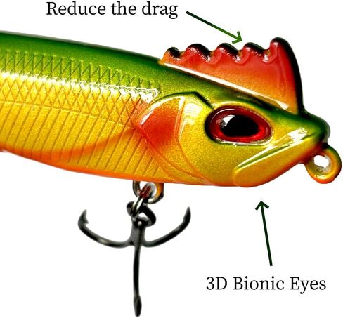 Crankbait Lipless - إغراء الصيد التمسك بالملابس لبرايك تراوت باس ، عيون ثلاثية الأبعاد ، خطافات تفلون ، حبات ضوضاء in Kuwait