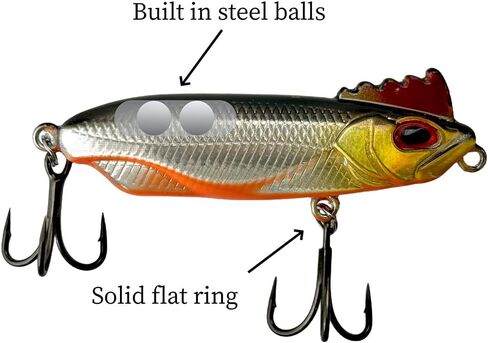 Crankbait Lipless - إغراء الصيد التمسك بالملابس لبرايك تراوت باس ، عيون ثلاثية الأبعاد ، خطافات تفلون ، حبات ضوضاء in Kuwait