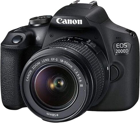 Canon EOS 2000D / Rebel T7 DSLR Camera with 18-55mm Lens + 2pc 64GB Memory Cards, Tripod, Case, Filters & More (Renewed) in Saudi Arabia